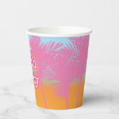 Pink Palm Trees Bach Party Papier Becher (Links)