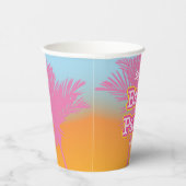 Pink Palm Trees Bach Party Papier Becher (Rechts)
