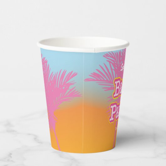 Pink Palm Trees Bach Party Papier Becher (Rechts)