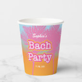 Pink Palm Trees Bach Party Papier Becher (Vorderseite)