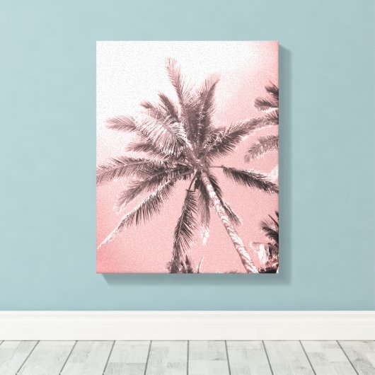 Pink Palm Trees Canvas Print Leinwanddruck (Insitu (Holzboden))