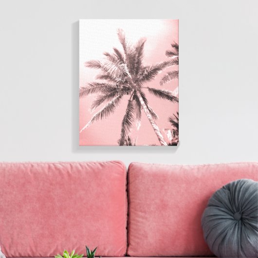 Pink Palm Trees Canvas Print Leinwanddruck (Insitu (Wohnzimmer))