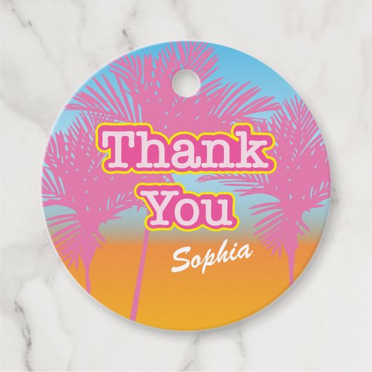 Pink Palm Trees Vielen Dank Geschenkanhänger (Vorderseite)