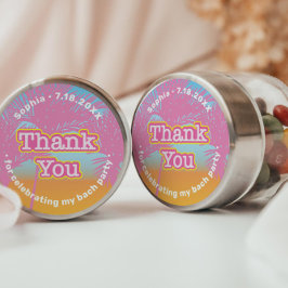 Pink Palm Trees Vielen Dank Runder Aufkleber