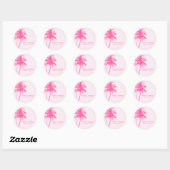 Pink Palm Trees Wedding Runder Aufkleber (Blatt)
