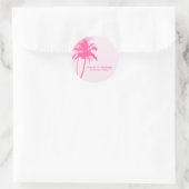 Pink Palm Trees Wedding Runder Aufkleber (Tasche)