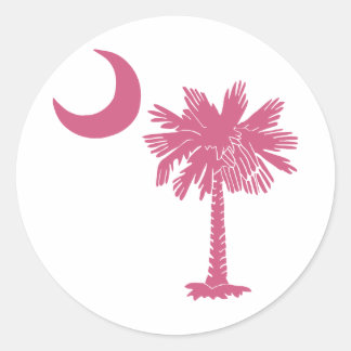 Pink Palmetto Moon Runder Aufkleber