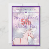 Pink Palomino Unicorn Geburtstag Einladung (Vorderseite)