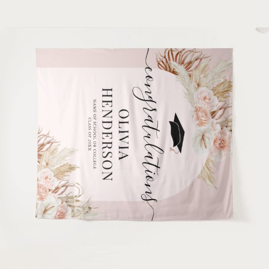 Pink Pampas Grass Abschluss Wandteppich (Vorderseite (Horizontal))