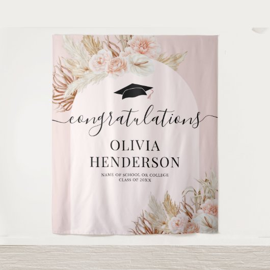 Pink Pampas Grass Abschluss Wandteppich (Vorderseite)