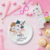 Pink Pampas Grass and Feather Brautparty Pappteller (Party)