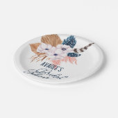 Pink Pampas Grass and Feather Brautparty Pappteller (Schrägansicht)