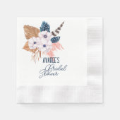 Pink Pampas Grass and Feather Brautparty Serviette (Vorderseite)