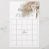Pink Pampas Grass Baby Dusche Bingo Spiel (Vorderseite)