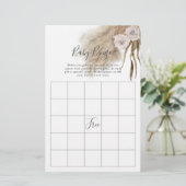 Pink Pampas Grass Baby Dusche Bingo Spiel (Stehend Vorderseite)