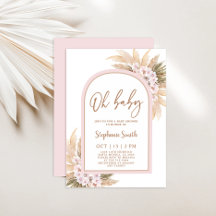 Pink Pampas Grass Baby Shower Girl Einladung