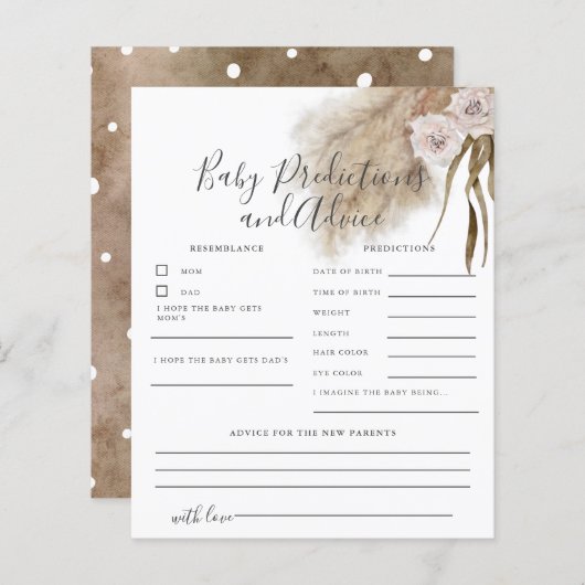 Pink Pampas Grass Baby Vorhersagen & Advice Card (Vorne/Hinten)