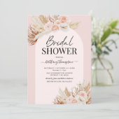 Pink Pampas Grass Blumendusche Einladung (Stehend Vorderseite)