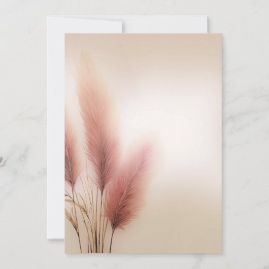 Pink Pampas Grass Bohemisch Boho Babydusche Einladung (Rückseite)