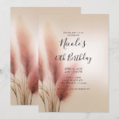 Pink Pampas Grass Bohemisch Boho Geburtstagsparty Einladung (Vorne/Hinten)