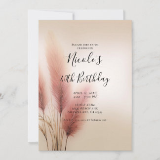 Pink Pampas Grass Bohemisch Boho Geburtstagsparty Einladung