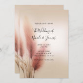 Pink Pampas Grass Bohemisch Boho Hochzeit Einladung (Vorne/Hinten)