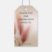 Pink Pampas Grass Bohemisch Boho Hochzeit Geschenkanhänger (Rückseite)