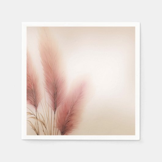 Pink Pampas Grass Bohemisch Boho Hochzeit Serviette (Vorderseite)