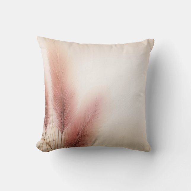 Pink Pampas Grass Bohemisch Boho Kissen (Vorderseite)