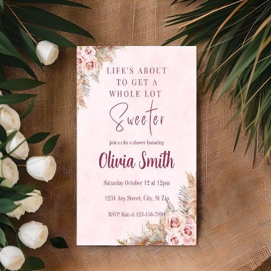 Pink Pampas Grass Boho Dusche Einladung