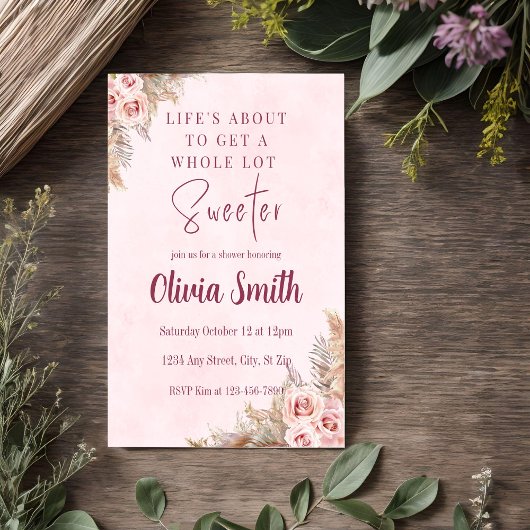 Pink Pampas Grass Boho Dusche Einladung