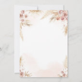 Pink Pampas Grass Boho Girl Kinderdusche Einladung (Rückseite)
