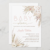 Pink Pampas Grass Boho Hallo Baby Dusche Einladung (Vorne/Hinten)