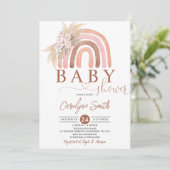 Pink Pampas Grass Boho Rainbow Baby Dusche Einladung (Stehend Vorderseite)