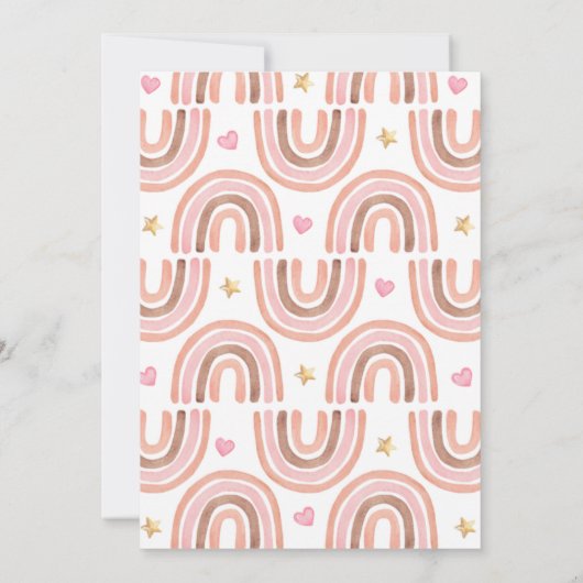 Pink Pampas Grass Boho Rainbow Baby Dusche Einladung (Rückseite)