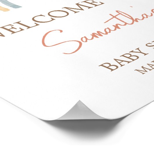 Pink Pampas Grass Boho Rainbow Willkommen Poster (Ecke)