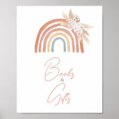 Pink Pampas Grass Boho Regenbogen Bücher und Gesch Poster (Vorne)