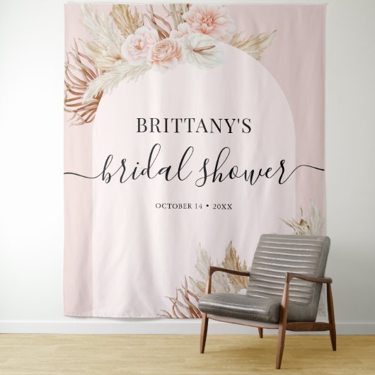 Pink Pampas Grass Brautparty Tapestry Wandteppich (Beispiel)