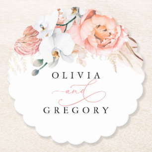 Pink Pampas Grass Elegantes Tropenpapier Untersetzer