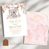 Pink Pampas Grass Flora Koala Australian Baby Girl Einladung