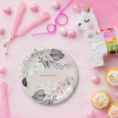 Pink Pampas Grass Polterabend Party Pappteller (Party)