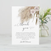 Pink Pampas Grass Watercolor Kinderdusche Dankeskarte (Stehend Vorderseite)