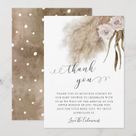 Pink Pampas Grass Watercolor Kinderdusche Dankeskarte