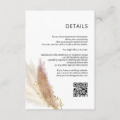 Pink Pampas Hochzeitsdetails/Informationskarte Begleitkarte (Vorderseite)