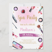 Pink Pamper Party Thema für Mädchen Einladung (Vorderseite)