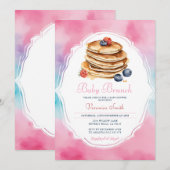 Pink Pancake Baby Brunch Berry Baby Dusche Einladung (Vorne/Hinten)