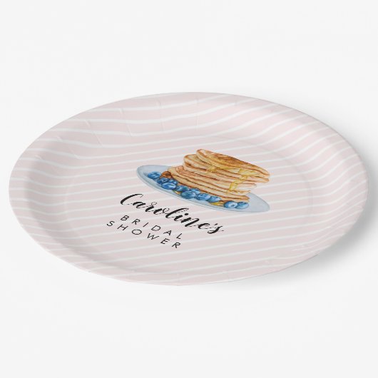 Pink Pancake Brunch Brautparty Pappteller (Schrägansicht)