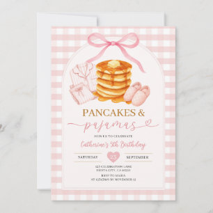 Pink Pancake und Pyjama 4. Geburtstag Einladung