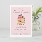 Pink Pancakes Bridal Brunch Dusche Einladung (Stehend Vorderseite)