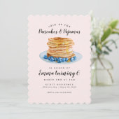 Pink Pancakes Pajamas Geburtstag Einladung (Stehend Vorderseite)